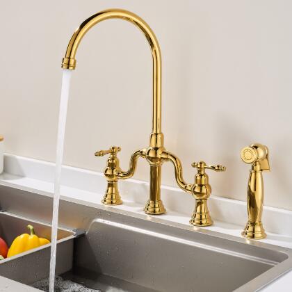 Pull Out Gold Kitchen Tap Deck Mounted Four Holes Luxury And Top Hight Quality Sink Tap KP0369 Pull Out Gold Kitchen Tap Deck Mounted Four Holes Luxury And Top Hight Quality Sink Tap KP0369