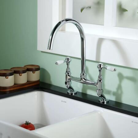 Traditional Brass Taps British Style Double Hole Double Handle Rotating Ceramic Handle Hot And Cold Kitchen Taps KT0416 Traditional Brass Taps British Style Double Hole Double Handle Rotating Ceramic Handle Hot And Cold Kitchen Taps KT0416
