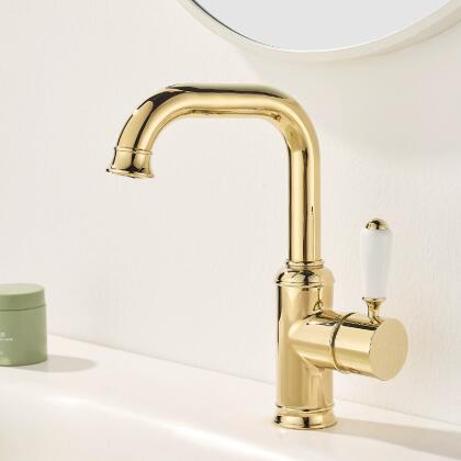 Golden Copper Ceramic Handle Single Hole Hot And Cold Bains Tap T0155G Golden Copper Ceramic Handle Single Hole Hot And Cold Bains Tap T0155G