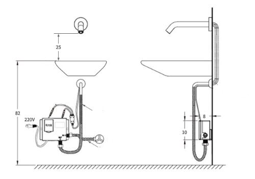 Chrome Automatic Bathroom Washing Hands Tap Wall Mounted Sensor Tap T0170