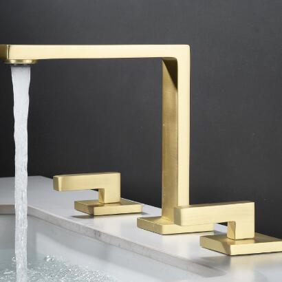 Antique Brass Golden Brushed Split Type Three-pieces Mixer Bathroom Sink Tap T0278G