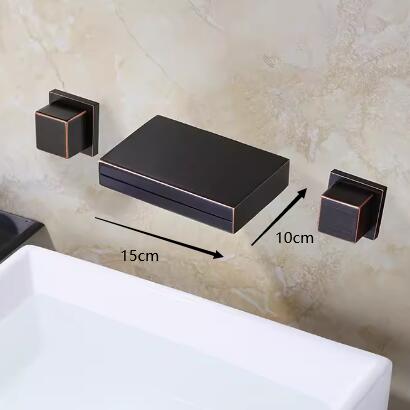 Black Brass LED Color Changing concealed Installation Bathroom Sink Tap T0368B