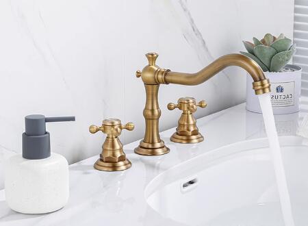 Classic Widespread Bathroom Sink Tap - Antique Brass Finish T0477B