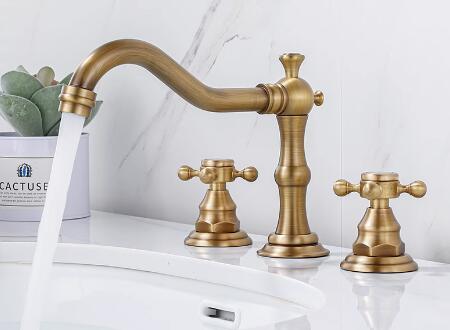 Classic Widespread Bathroom Sink Tap - Antique Brass Finish T0477B