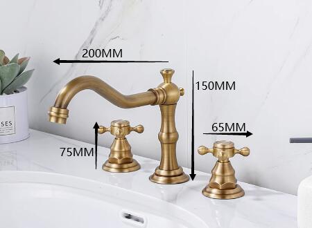 Classic Widespread Bathroom Sink Tap - Antique Brass Finish T0477B