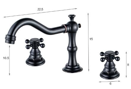 Vintage Style Oil-rubbed Bronze Finish Double Handles Brass Bathroom Sink Tap TP0477OR