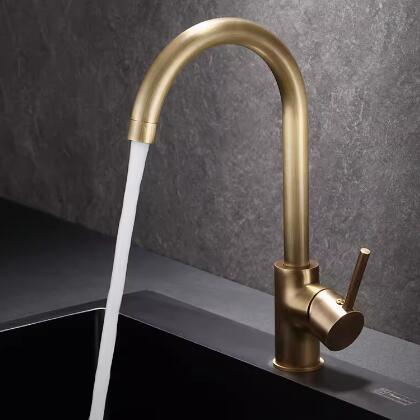 Antique Brass Monobloc Free 360 Degree Swivel High Arc Single Handle Kitchen Sink Tap TA0162 - Click Image to Close