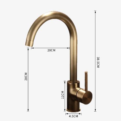 Antique Brass Monobloc Free 360 Degree Swivel High Arc Single Handle Kitchen Sink Tap TA0162