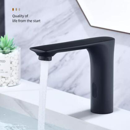 Copper Black Automatic Single Cold Wash Basin Bathroom Sink Taps TA0199