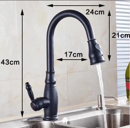 New Arrival Black Bronze Brass Pull Out Mixer Water Kitchen Tap TA368P