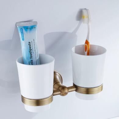 Antique Brass Double Cups Bathroom Accessory Toothbrush Holder TAB051 Antique Brass Double Cups Bathroom Accessory Toothbrush Holder TAB051