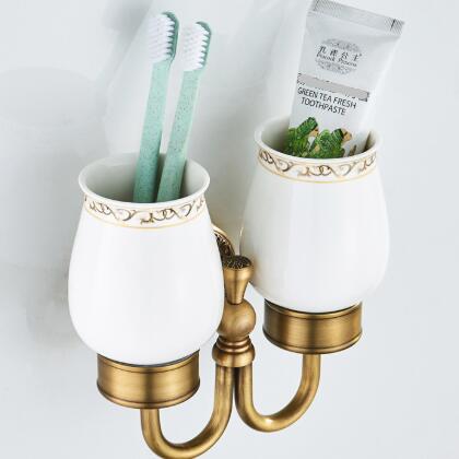 Antique Bronze Brass Double Toothbrush Holder Wall Mounted Bathroom Hardware Accessories TAB066 Antique Bronze Brass Double Toothbrush Holder Wall Mounted Bathroom Hardware Accessories TAB066