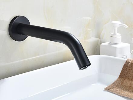 Black Wall Mount Sensor Tap Automatic Hands Touch Sensor Bathroom Sink Tap TB0170