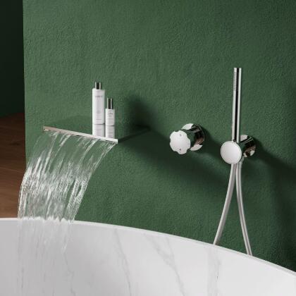 Chrome Plated Bathtub Waterfall Shower Head Concealed Tap All Copper Embedded High Flow Handheld Set TB1060 Chrome Plated Bathtub Waterfall Shower Head Concealed Tap All Copper Embedded High Flow Handheld Set TB1060