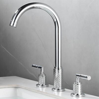 Brass Chrome Finished Double Handles Washbasin Mixer Bathroom Sink Tap TC0238 - Click Image to Close