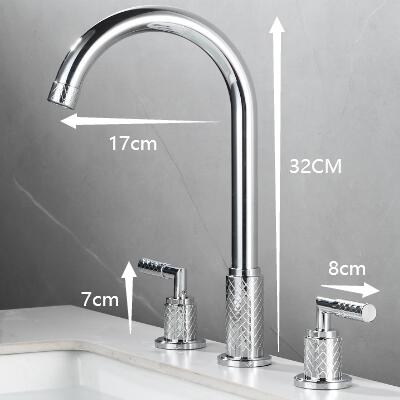 Brass Chrome Finished Double Handles Washbasin Mixer Bathroom Sink Tap TC0238