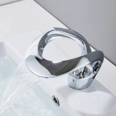 Modern Waterfall Chrome Bathroom Single Handle Basin Sink Mixer Tap TC0358