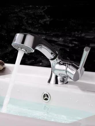 New Style Brass Bathroom Mixer Water Pull Out Sink Tap With Shower Head TC229S