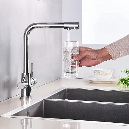 Chrome Brass Purified Water Hot and Cold Three Way Kitchen Tap TC3301