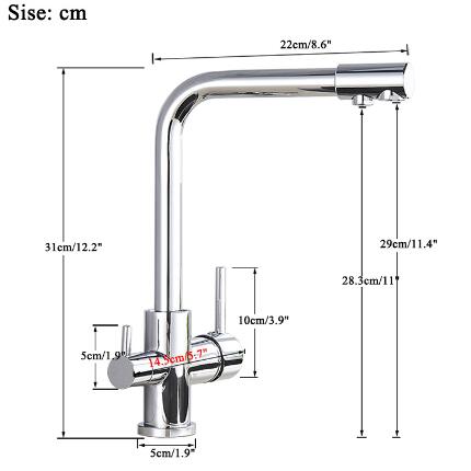 Chrome Brass Purified Water Hot and Cold Three Way Kitchen Tap TC3301