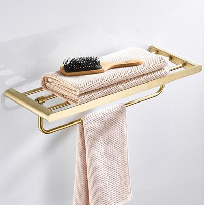 Polished Chrome Solid Brass Bathroom Shelf With Towel Bar TCB7803 ...