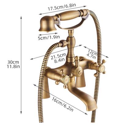 Antique Brass Double Handles Bridge Bathroom Bath Tap Set TFA348