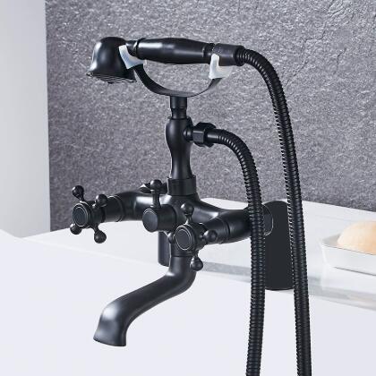 Black ALL-copper Double Handles Bridge Bathroom Bath Tap Set TFB348 Black ALL-copper Double Handles Bridge Bathroom Bath Tap Set TFB348