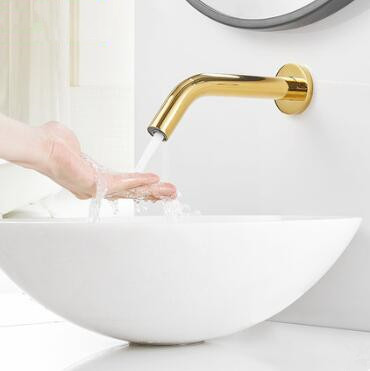 Automatic Golden Printed Bathroom Washing Hands Tap Wall Mounted Sensor Tap TG0170 - Click Image to Close