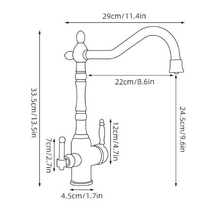 Golden Brass 3-Way Water Filter 360° Rotatable Drinking Kitchen Tap TG0222