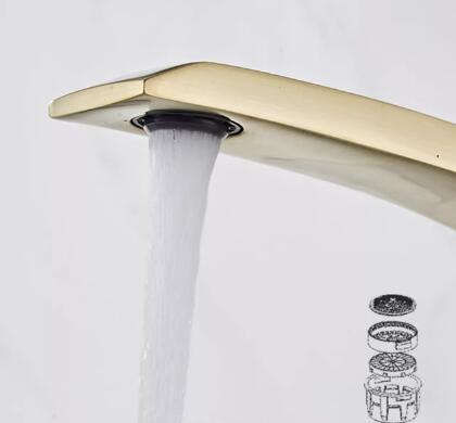 Basin Tap Brass Nickel Brushed Golden Waterfall Mixer Art Designed Bathroom Sink Tap TG0289