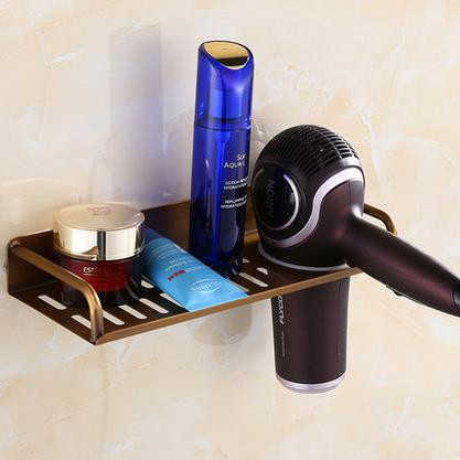 Antique Brass Bathroom Accessory Multi-function Rack Hair Dryer Holder THD128