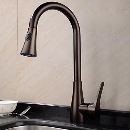 High Arc Oil Rubbed Brown Bronze Modern Single Handle 360°Swivel Pull Out Kitchen Taps TP0336 High Arc Oil Rubbed Brown Bronze Modern Single Handle 360°Swivel Pull Out Kitchen Taps TP0336