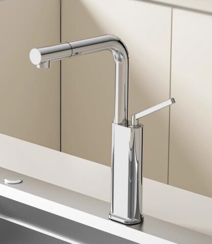 Chrome Full Copper 360°Swivel Single Handle Pull Out Kitchen Tap TP0394 Chrome Full Copper 360°Swivel Single Handle Pull Out Kitchen Tap TP0394