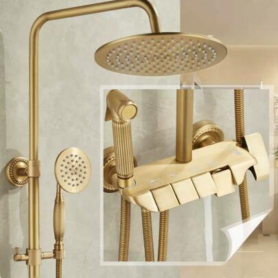 Shower System Set Antique Bronze Shower Tap Set Wall Mounted Height Adjustable Rain Shower Combo Set with Handheld TSA0480 Shower System Set Antique Bronze Shower Tap Set Wall Mounted Height Adjustable Rain Shower Combo Set with Handheld TSA0480