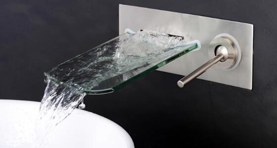 Contemporary Single Handle Waterfall Wall-mount Glass Bathtub Tap - T0500N